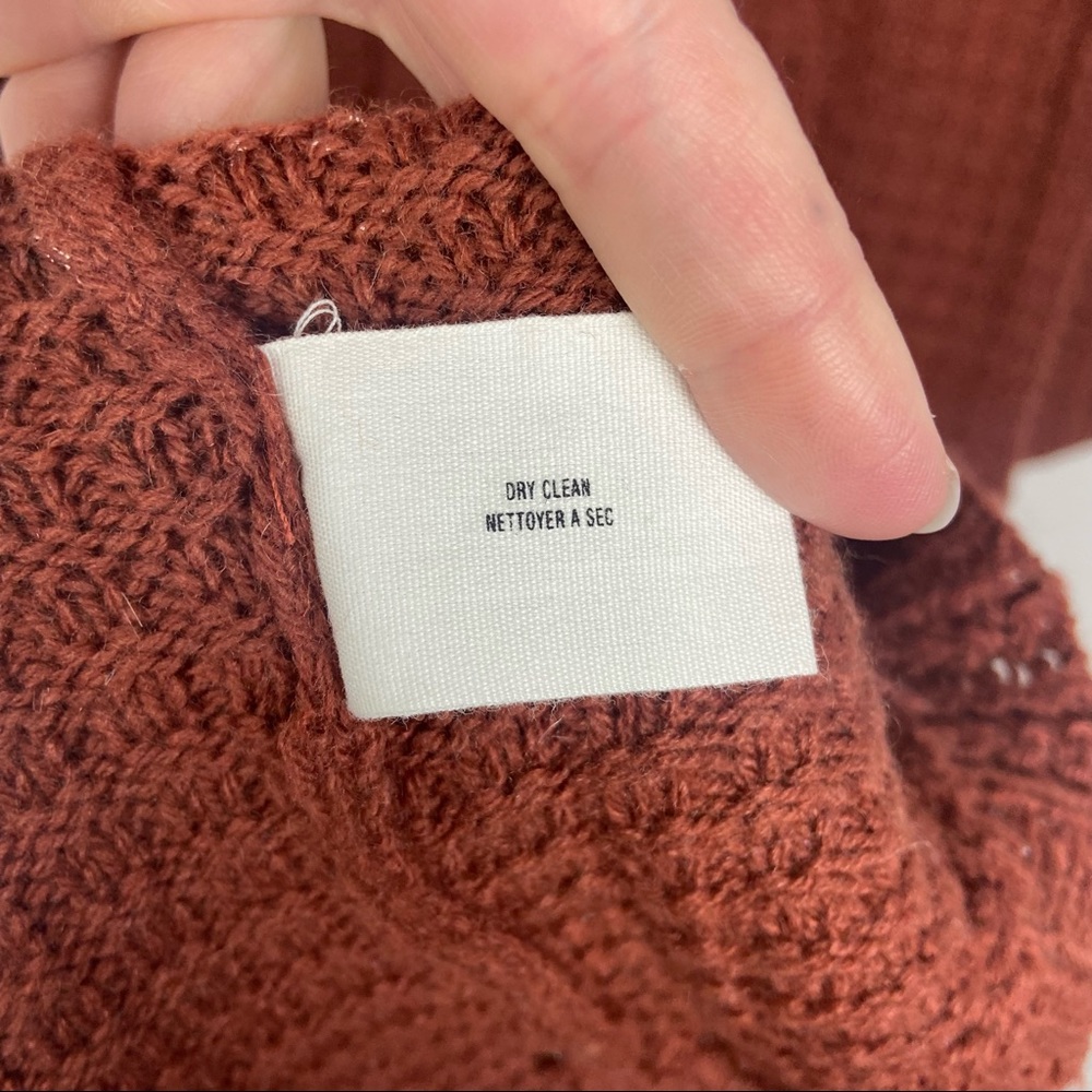 Anthropologie Sparrow Cashmere Cable Knit Midi Sweater Dress Rust Brown Size XS - Picture 9 of 11